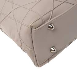 Pre Owned Dior Light Grey Cannage Leather Granville Chain Link Tote