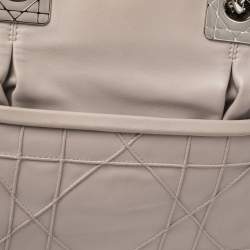 Pre Owned Dior Light Grey Cannage Leather Granville Chain Link Tote