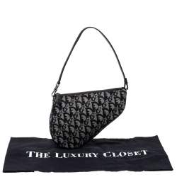 Pre Owned Dior Black Diorissimo Canvas and Leather Saddle Bag
