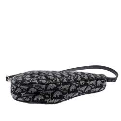 Pre Owned Dior Black Diorissimo Canvas and Leather Saddle Bag