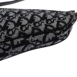 Pre Owned Dior Black Diorissimo Canvas and Leather Saddle Bag