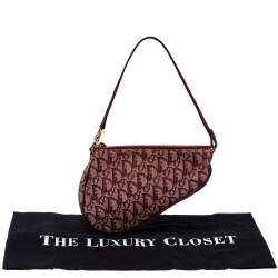 Pre Owned Dior Burgundy Diorissimo Canvas and Leather Saddle Bag