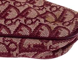 Pre Owned Dior Burgundy Diorissimo Canvas and Leather Saddle Bag