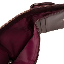 Pre Owned Dior Maroon Diorissimo Canvas Saddle Compact Wallet