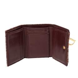 Pre Owned Dior Maroon Diorissimo Canvas Saddle Compact Wallet