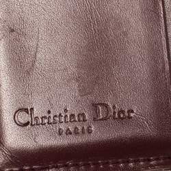 Pre Owned Dior Maroon Diorissimo Canvas Saddle Compact Wallet