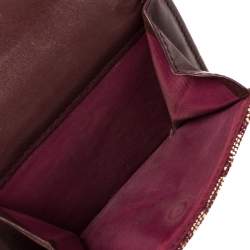 Pre Owned Dior Maroon Diorissimo Canvas Saddle Compact Wallet