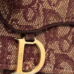 Pre Owned Dior Maroon Diorissimo Canvas Saddle Compact Wallet
