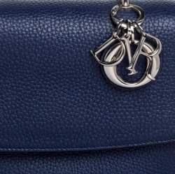 Pre Owned Dior Navy Blue Leather Mini Be Dior Top Handle Bag