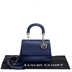 Pre Owned Dior Navy Blue Leather Mini Be Dior Top Handle Bag