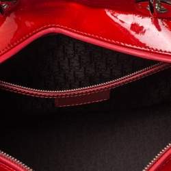 Pre Owned Dior Crimson Red Cannage Patent Leather Large Lady Dior Tote