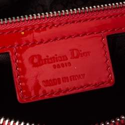 Pre Owned Dior Crimson Red Cannage Patent Leather Large Lady Dior Tote