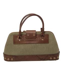 Pre Owned Dior Olive Green/Brown Canvas and Leather Street Chic Satchel