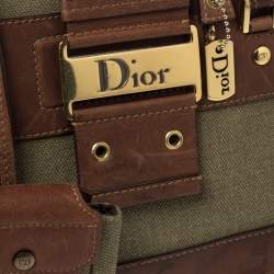 Pre Owned Dior Olive Green/Brown Canvas and Leather Street Chic Satchel