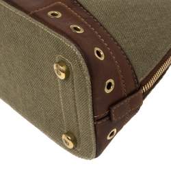 Pre Owned Dior Olive Green/Brown Canvas and Leather Street Chic Satchel