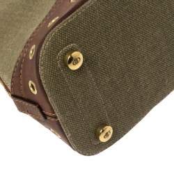Pre Owned Dior Olive Green/Brown Canvas and Leather Street Chic Satchel