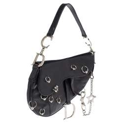 Pre Owned Dior Black Leather Hardcore Piercing Saddle Bag