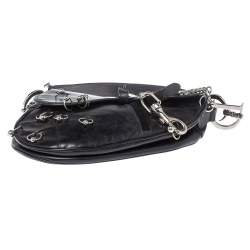 Pre Owned Dior Black Leather Hardcore Piercing Saddle Bag