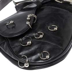 Pre Owned Dior Black Leather Hardcore Piercing Saddle Bag