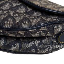 Pre Owned Dior Blue Diorissimo Canvas and Leather Saddle Bag
