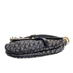 Pre Owned Dior Blue Diorissimo Canvas and Leather Saddle Bag