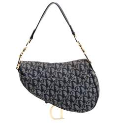 Pre Owned Dior Blue Diorissimo Canvas and Leather Saddle Bag