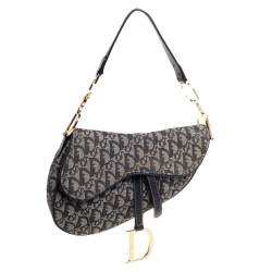 Pre Owned Dior Blue Diorissimo Canvas and Leather Saddle Bag