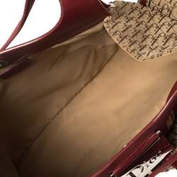 Pre Owned حقيبة كتف ديور جيب متعدد كانفاس ديورسيمو حمراء / بيج