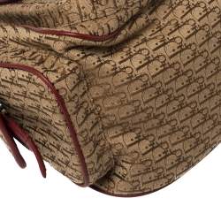 Pre Owned حقيبة كتف ديور جيب متعدد كانفاس ديورسيمو حمراء / بيج