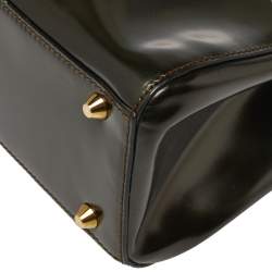 Pre Owned Dior Metallic Olive Green Glossy Leather Vintage Malice Pearl Shoulder Bag