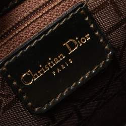 Pre Owned Dior Metallic Olive Green Glossy Leather Vintage Malice Pearl Shoulder Bag