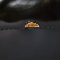 Pre Owned Dior Metallic Olive Green Glossy Leather Vintage Malice Pearl Shoulder Bag