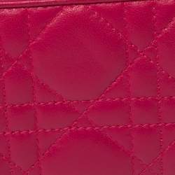 مملوكة مسبقًا محفظة ديور جلد كاناج فوشيا مضغوطة بسحاب محيط