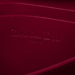 مملوكة مسبقًا محفظة ديور جلد كاناج فوشيا مضغوطة بسحاب محيط