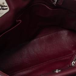 Pre Owned Dior Burgundy Cannage Leather Granville Chain Link Tote