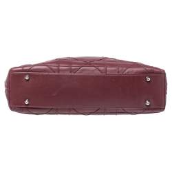 Pre Owned Dior Burgundy Cannage Leather Granville Chain Link Tote