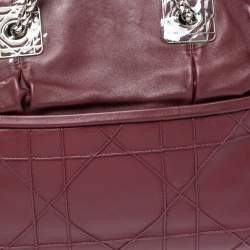 Pre Owned Dior Burgundy Cannage Leather Granville Chain Link Tote