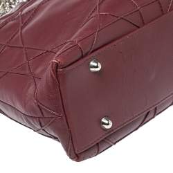 Pre Owned Dior Burgundy Cannage Leather Granville Chain Link Tote