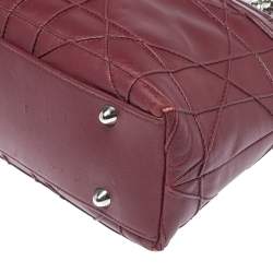 Pre Owned Dior Burgundy Cannage Leather Granville Chain Link Tote