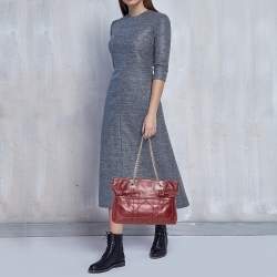 Pre Owned Dior Burgundy Cannage Leather Granville Chain Link Tote