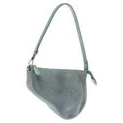 Pre Owned Dior Blue Lizard Effect Suede Saddle Bag