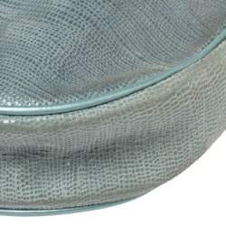 Pre Owned Dior Blue Lizard Effect Suede Saddle Bag