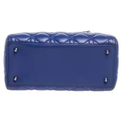 Pre Owned حقيبة يد ديور ليدي ديور متوسطة جلد كاناج أزرق