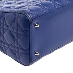 Pre Owned حقيبة يد ديور ليدي ديور متوسطة جلد كاناج أزرق