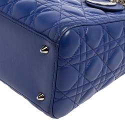 Pre Owned حقيبة يد ديور ليدي ديور متوسطة جلد كاناج أزرق