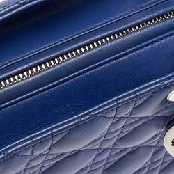 Pre Owned ح قيبة يد ديور ليدي ديور متوسطة جلد كاناج أزرق