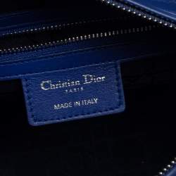 Pre Owned حقيبة يد ديور ليدي ديور متوسطة جلد كاناج أزرق