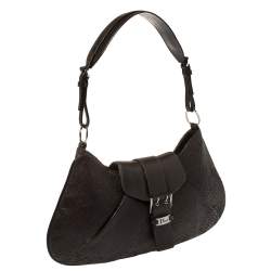 Pre Owned حقيبة هوبو ديور قلاب مزين إبزيم جلد ثعبان بني داكن