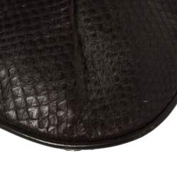 Pre Owned حقيبة هوبو ديور قلاب مزين إبزيم جلد ثعبان بني داكن