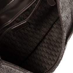 Pre Owned حقيبة هوبو ديور قلاب مزين إبزيم جلد ثعبان بني داكن